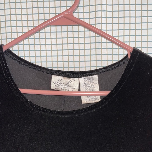 90s Kathie Lee Collection Medium Black Velour Mini Dress - Picture 6 of 8